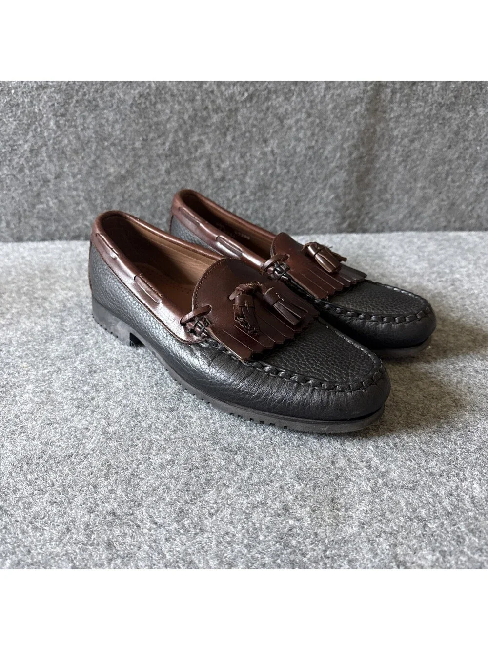 Allen Edmonds Nashua Tassel Loafers Men's 8.5 E Black Brown Kiltie Slip-On 42250